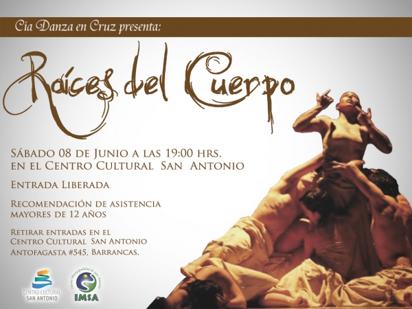 La Compa&ntilde;&iacute;a Danza en Cruz, se presentar&aacute; en el Centro Cultural este s&aacute;bado 8 de junio a las 19 horas con el espect&aacute;culo Ra&iacute;ces del Cuerpo